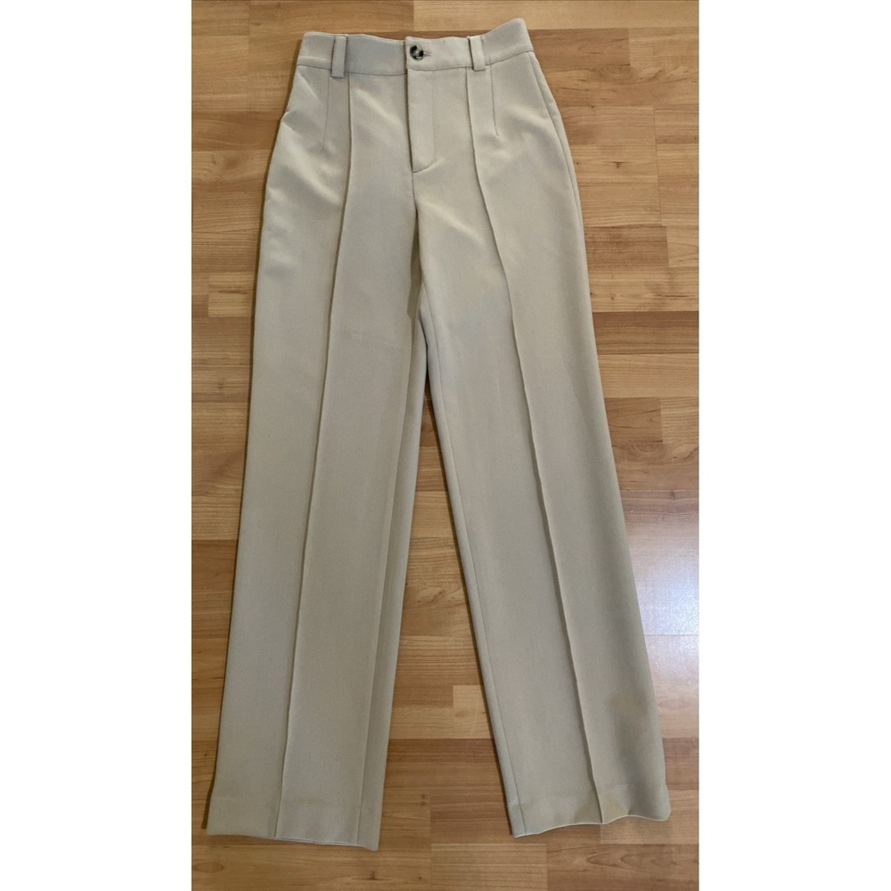 Zara Womens Camel  Biege High Waisted Wide Leg Trousers Pants Size XS